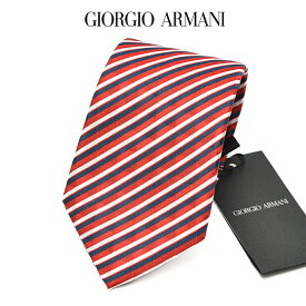 【新春初売り】【P20倍】 ジョルジオ アルマーニ GIORGIO ARMANI ネクタイ オールシーズン メンズ シルク 100% レジメンタル レッド イタリア ブランド MADE IN ITALY ビジネス ギフト プレゼント ラッピング無料