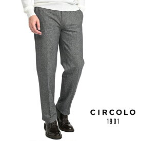 【新春初売り】 チルコロ 1901 CIRCOLO 1901 ジャージースラックス ノータック スーパーストレッチ イージーパンツ 秋冬 メンズ コットンフリース グレンチェック グレー セットアップ可 イタリア ブランド
