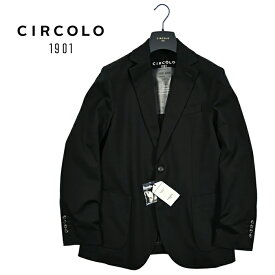 【スーパーSALE】 チルコロ CIRCOLO 1901 テーラードジャケット イージーブレザー 2Bシングル 春夏 メンズ セットアップ対応 コットンストレッチ ライトジャージー ブラック イタリア ブランド