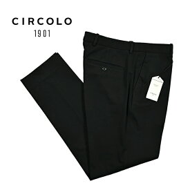 【スーパーSALE】【半額以下】 チルコロ CIRCOLO 1901 イージースラックス ノータック ストレッチパンツ 春夏 メンズ セットアップ対応 コットンストレッチ ライトジャージー ブラック イタリア ブランド