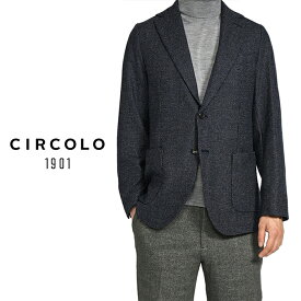 【スーパーSALE】 チルコロ 1901 CIRCOLO 1901 テーラードジャケット コンフォート ブレザー ストレッチ 2Bシングルフロント 秋冬 春 3シーズン メンズ ウール コットン 織 ネイビー イタリア ブランド MADE IN ITALY