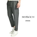 【SALE】【半額以下】 ベルウィッチ BERWICH CHIAIA キアイア コットンスラックス ワンタック インプリーツ パンツ 春夏 メンズ コットンストレッチ ダークグレー イタリア ブランド MADE IN ITALY