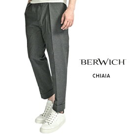 【SALE】【半額以下】 ベルウィッチ BERWICH CHIAIA キアイア コットンスラックス ワンタック インプリーツ パンツ 春夏 メンズ コットンストレッチ ダークグレー イタリア ブランド MADE IN ITALY