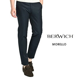 【サマーSALE】 ベルウィッチ BERWICH MORELLO モレロ スラックス ノータック パンツ 春夏 秋 3シーズン メンズ コットン 100％ ネイビー イタリア ブランド MADE IN ITALY