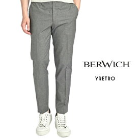 【SALE】【半額以下】 ベルウィッチ BERWICH YRETRO レトロ コットンスラックス ノータック パンツ 春夏 メンズ コットンストレッチ 織柄 グレー イタリア ブランド MADE IN ITALY
