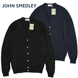 【新春初売り】 ジョンスメドレー JOHN SMEDLEY BURLEY バーレー Vネック長袖ニットカーディガン 秋冬 春 3シーズン メンズ 24G STANDARD FIT エクストラファインメリノウール ブラック ネイビー MADE IN ENGLAND