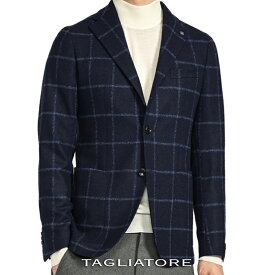 【SALE】 タリアトーレ TAGLIATORE 23-24AW さらにお値下げ！ MONTECARLO モンテカルロ テーラードジャケット 2Bシングル 秋冬 メンズ ウールシルク フランネル ウィンドウペーンチェック ネイビー イタリア ブランド MADE IN ITALY