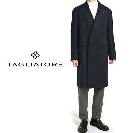 【SALE】 タリアトーレ TAGLIATORE 23-24AW さらにお値下げ！ チェスターコート 6Bダブルブレスト 秋冬 メンズ アウター ウール コットン ヘリンボーン ネイビー PINO LERARIO ピーノ レラリオ イタリア ブランド MADE IN ITALY