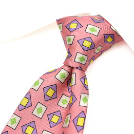 【SALE】【半額以下】 エトロ ETRO ネクタイ メンズ シルク 100% 総柄 幾何柄 ピンク イタリア ブランド MADE IN ITALY ギフト プレゼント ラッピング無料