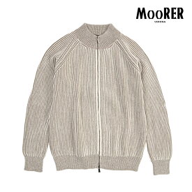 【SALE】【30％OFF】 ムーレー MOORER DEAN-WSV ジップアップ ニットセーター スタンドカラー ブルゾン カーディガン ミドルゲージ ラグランスリーブ 長袖 秋冬 メンズ ウール カシミヤ ウール カシミヤ ベージュ イタリア ブランド MADE IN ITALY