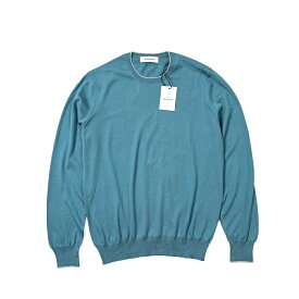 【半額以下】 グランサッソ GRAN SASSO SILK AND COTTON シルクコットン サマーニット セーター クルーネック ハイゲージ 長袖 春夏 メンズ ターコイズグリーン イタリア ブランド MADE IN ITALY