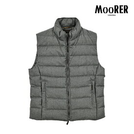 【SALE】 ムーレー MOORER OLIVER-L オリバー ダウンベスト スタンドカラー 秋冬 春 3シーズン メンズ アウター ウール カシミヤ フランネル グレー イタリア ブランド MADE IN ITALY