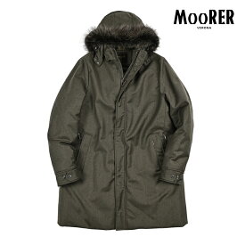 【SALE】 ムーレー MOORER VERMONT-FUR-LL ダウンコート ファーフーディー 秋冬 メンズ アウター ヴァージンウール カシミヤ ポリウレタン ブラウン イタリア ブランド MADE IN ITALY