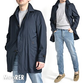 【春夏先行セール】【半額以下】 ムーレー MOORER VITTOR-GO シルク混 ステンカラーコート フライフロント 春夏 秋 3シーズン メンズ ライトアウター ヴァージンウール シルク ネイビー イタリア ブランド MADE IN ITALY