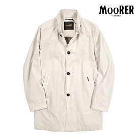 【春夏先行セール】【半額以下】 ムーレー MOORER HEKTOR-KN スタンドカラーコート フード内蔵 春夏 秋 3シーズン メンズ ライトアウター ACQUA RESISTANT 撥水透湿 2軸方向ストレッチマットナイロン オフホワイト イタリア ブランド MADE IN ITALY