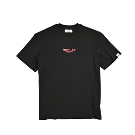 【半額以下】【70％OFF】 リプレイ REPLAY ロゴ Tシャツ カットソー 半袖 クルーネック メンズ コットン100% ブラック イタリア ブランド