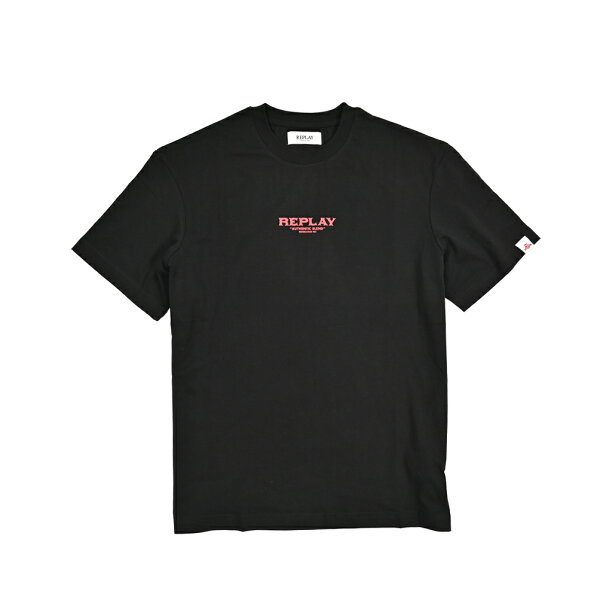 【スーパーSALE】【半額以下】【70％OFF】  リプレイ REPLAY  ロゴ Tシャツ カットソー 半袖 クルーネック メンズ  コットン100% ブラック  イタリア ブランド