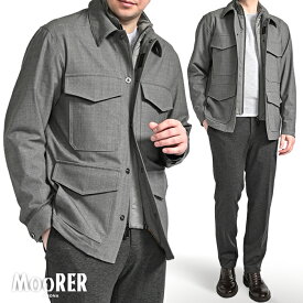 【春夏先行セール】 ムーレー MOORER SANDER-BT フィールドジャケット 着脱可能フロントライナー付き 春夏 秋 3シーズン メンズ ライトアウター ヴァージンウールストレッチ グレー イタリア ブランド MADE IN ITALY