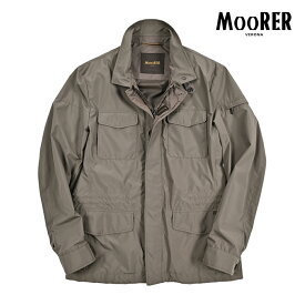 【クーポンで半額】 ムーレー MOORER EZIO-STP フィールドジャケット M-65 スタンドカラーブルゾン 春夏 秋 3シーズン メンズ ライトアウター ACQUA PROOF 防水透湿 ポリエステル 100% ブラウン イタリア ブランド MADE IN ITALY