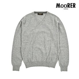 【SALE】 ムーレー MOORER VIRGINIO-CWS ニットセーター Vネック ハイゲージ 長袖 秋冬 メンズ カシミヤ 100% グレー イタリア ブランド MADE IN ITALY
