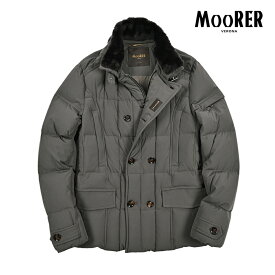 【SALE】 ムーレー MOORER SIRO-KN ACQUA RESISTANT 撥水透湿 ダウンジャケット スタンドカラー ダブルブレスト 秋冬 メンズ アウター ストレッチマットナイロン チャコールグレー イタリア ブランド MADE IN ITALY
