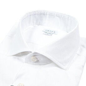 【SALE】【半額以下】 オリアン ORIAN ドレスシャツ ワイシャツ ホリゾンタルカラー 長袖 オールシーズン メンズ Slim Fit スリムフィット コットン 100% ホワイト 白 イタリア ブランド