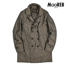 【クーポンで半額】 ムーレー MOORER SC-MORANDI-KM トレンチコート セミダブルブレスト 春夏 秋 3シーズン メンズ ライトアウター 撥水 形状記憶 高密度ポリエステル カーキグリーン イタリア ブランド MADE IN ITALY