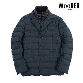 【SALE】【半額以下】 ムーレー MOORER NOMOS-OS ノモス ダウンテーラードジャケット パデットコート 3Bシングル ノッチドラペル フロントライナー 秋冬 メンズ アウター 高機能マットナイロン ネイビー イタリア ブランド MADE IN ITALY