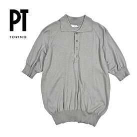 ピーティートリノ PT TORINO ニット ポロシャツ ドレスポロ ハイゲージ 半袖 春夏 メンズ コットン ビスコース グレー イタリア ブランド PT01 MADE IN ITALY