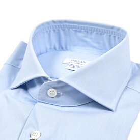 【秋冬先行セール】【P10倍】 オリアン ORIAN 【2025-26年 秋冬新作】 ドレスシャツ ワイシャツ ホリゾンタルカラー 長袖 メンズ Extra Slim Fit エクストラ スリムフィット コットンストレッチ ブルー イタリア ブランド MADE IN ITALY