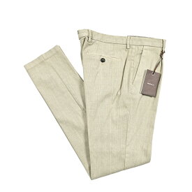 【ファイナルクリアランス】【半額以下】 ベルウィッチ BERWICH MORELLO GD 1P モレロ スラックス ワンタック パンツ ストレッチ 秋冬 春 3シーズン メンズ コットン チェック ライトベージュ イタリア ブランド MADE IN ITALY