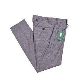 【半額以下】 ベルウィッチ BERWICH MORELLO モレロ スラックス ノータック パンツ ストレッチ 秋冬 メンズ ヴァージンウール 千鳥格子 チェック パープル イタリア ブランド MADE IN ITALY