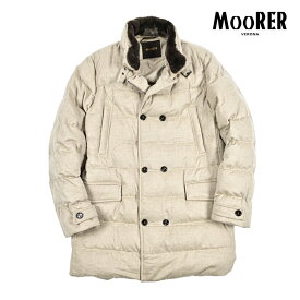 【SALE】 ムーレー MOORER ZARBO-LS9 ダウンコート ダブルブレスト スタンドカラー 秋冬 メンズ アウター ウール カシミヤ グレー イタリア ブランド MADE IN ITALY