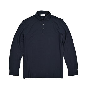 【半額以下】 グランサッソ GRAN SASSO 【2025年 春夏新作】 長袖 鹿の子ポロシャツ 春夏 秋 3シーズン メンズ 台襟ポロ カノコ ピケ ナチュラルストレッチ コットン 100% ガーメントダイ ネイビー イタリア ブランド MADE IN ITALY