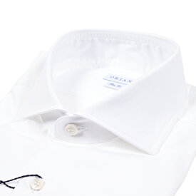 【クリアランス】【半額以下】 オリアン ORIAN 【2025-26年 秋冬新作】 ドレスシャツ ワイシャツ ホリゾンタルカラー 長袖 メンズ Slim Fit スリムフィット コットン 100% ホワイト イタリア ブランド