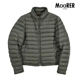 【スーパーSALE】【半額以下】 ムーレー MOORER TMISTO-S3 ACQUA RESISTANT ダウンジャケット ウルトラライト スタンドカラーブルゾン 春 秋 3シーズン メンズ ライトアウター 撥水 高機能ストレッチナイロン ダークグリーン MADE IN ITALY
