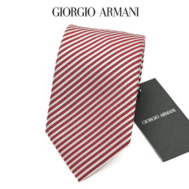 【新春初売り】【P20倍】 ジョルジオ アルマーニ GIORGIO ARMANI ネクタイ オールシーズン メンズ シルク 100% レジメンタル レッド ホワイト イタリア ブランド HAND MADE IN ITALY ビジネス ギフト プレゼント ラッピング無料