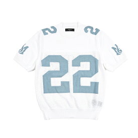 【新春初売り】【半額以下】 アミリ AMIRI ニットTシャツ クルーネック ハイゲージ 半袖 春夏 メンズ コットン 100% ロゴ ホワイト アメリカ ブランド MADE IN ITALY
