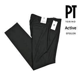 【SALE】【P20倍】 ピーティートリノ PT TORINO 【2025-26年 秋冬新作】 Active アクティブ EPSILON イプシロン スラックス ノータック パンツ 秋冬 春 3シーズン メンズ TECHNO WASHABLE WOOL 高機能ウールストレッチ ブラック