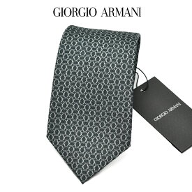 【SALE】【P20倍】 ジョルジオ アルマーニ GIORGIO ARMANI ネクタイ オールシーズン メンズ シルク 100% 総柄 グリーン イタリア ブランド HANDMADE IN ITALY ビジネス ギフト プレゼント ラッピング無料