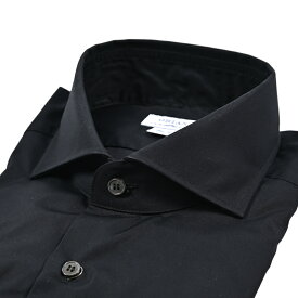 【秋冬先行セール】【P10倍】 オリアン ORIAN 【2025-26年 秋冬新作】 ドレスシャツ ワイシャツ ホリゾンタルカラー 長袖 メンズ Slim Fit スリムフィット コットン 100% ブラック イタリア ブランド MADE IN ITALY