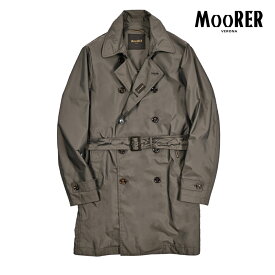 【春夏先行セール】【半額以下】 ムーレー MOORER MELFI-WK トレンチコート スプリングコート ダブルブレスト 春夏 メンズ ライトアウター ACQUA RESISTANT 撥水透湿 ポリエステル 100% ブラウン イタリア ブランド MADE IN ITALY
