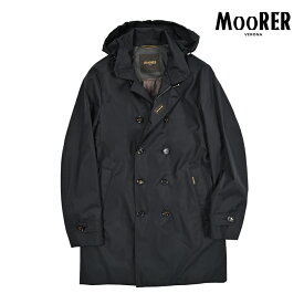 【SALE】【半額以下】 ムーレー MOORER MORANDI-GF フード付き トレンチコート セミダブルブレスト 春夏 秋 3シーズン メンズ ライトアウター ACQUA PROOF 防水透湿 ポリエステル100% ネイビー イタリア ブランド MADE IN ITALY