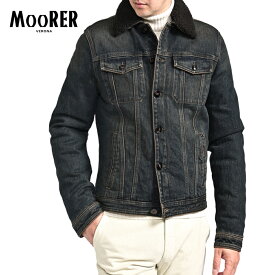 ムーレー MOORER TABURNO-104 デニム ダウンジャケット 取り外し可能ファー襟 秋冬 メンズ アウター ストレッチ コットン インディゴ イタリア ブランド MADE IN ITALY