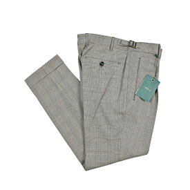 【半額以下】 ベルウィッチ BERWICH RETRO 1P レトロ スラックス ワンタック パンツ 春夏 メンズ ヴァージンウール コットン ストレッチ グレンチェック グレー イタリア ブランド MADE IN ITALY