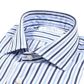 【クリアランス】【半額以下】 オリアン ORIAN 【2025-26年 秋冬新作】 Vintage Classic ヴィンテージ クラシック ドレスシャツ ホリゾンタルカラー 長袖 メンズ コットン 100% ストライプ ブルー イタリア ブランド