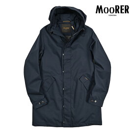 【クーポンで半額】 ムーレー MOORER SI-MILLENIO-TES フーディーコート レインコート 春夏 秋 3シーズン メンズ ライトアウター ACQUA PROOF 防水透湿 高機能コットン ダークネイビー イタリア ブランド MADE IN ITALY