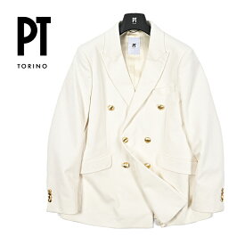 【半額以下】 ピーティートリノ PT TORINO 中畝コーデュロイ テーラードジャケット 6Bダブルブレスト ピークドラペル 秋冬 メンズ コットン 100% オフホワイト イタリア ブランド PT01 MADE IN ITALY