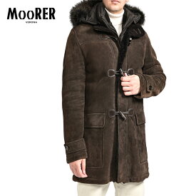 【SALE】 ムーレー MOORER ムートン 3way ダウンダッフルコート ファーフーディー 秋冬 メンズ アウター ムートン 100％ ブラウン イタリア ブランド MADE IN ITALY