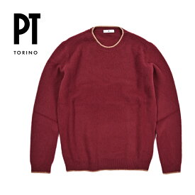 【スーパーSALE】【半額以下】 ピーティートリノ PT TORINO カシミヤ混 ニットセーター クルーネック ミドルゲージ 長袖 秋冬 メンズ ヴァージンウール カシミヤ レッド イタリア ブランド PT01 MADE IN ITALY
